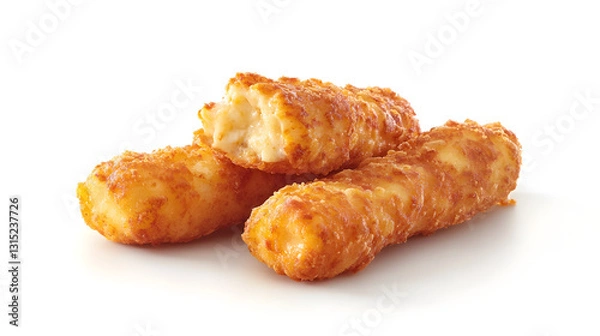 Fototapeta Mozzarella sticks with a crispy golden brown coating, served with a tangy and sweet sauce that enhances the flavor of the cheesy goodness.