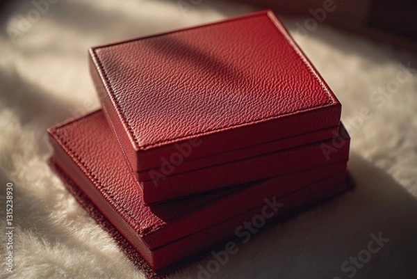 Fototapeta Luxury Red Leather Gift Boxes