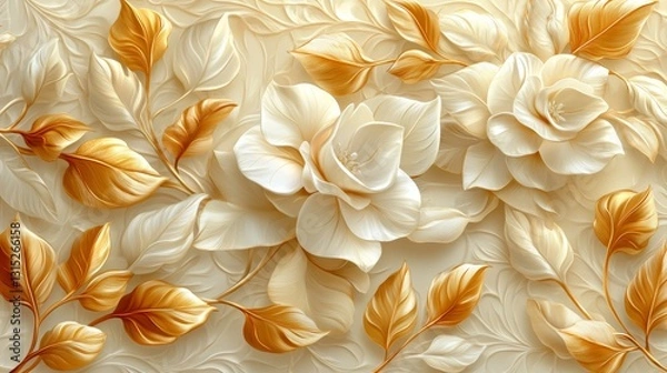 Fototapeta Seamless soft textured leaves nature-inspired urban artwork design