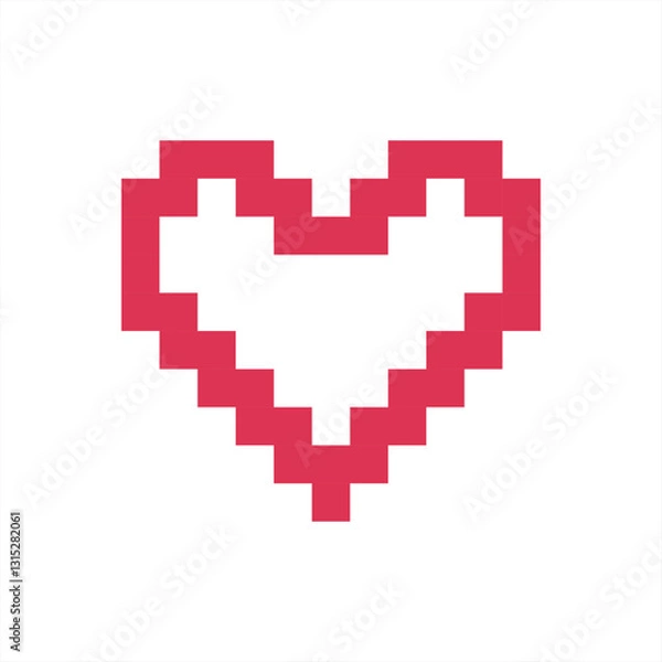 Fototapeta Pixel art heart love color icon valentine, vector 10 eps.