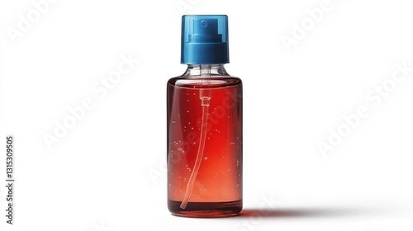 Fototapeta Clear Rectangular Spray Bottle with Red Liquid, Studio Shot