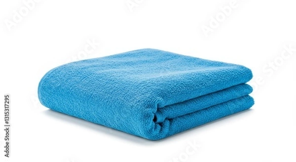 Fototapeta Beach Towel Azure Blue Soft Texture - Relaxation, comfort, summer vacation, beach holiday, absorbent fabric. Symbolizing tranquility, warmth, cleanliness, and refreshment
