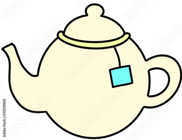 Obraz white teapot with teabag