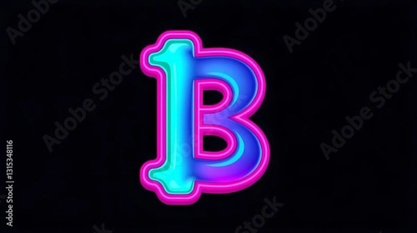 Obraz Bitcoin Neon: A luminous and stylish Bitcoin symbol glows against a sleek, dark background. It’s a contemporary and futuristic representation of digital currency. 