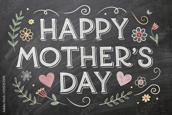 Fototapeta Charming chalkboard design for Happy Mother's Day.