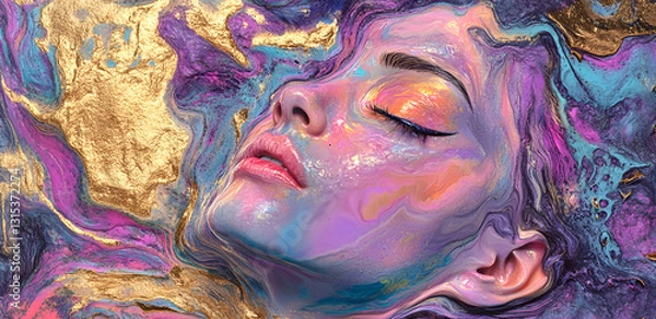 Fototapeta Magical face in melting colours 