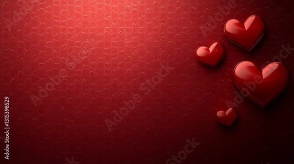 Fototapeta Red hearts, textured background, love, Valentine's