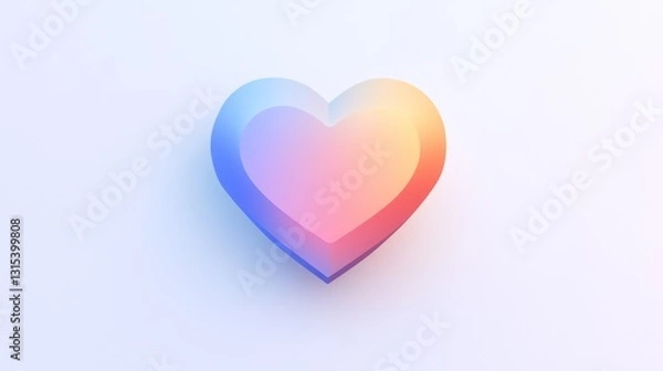 Fototapeta Gradient Heart Shape with Soft Shadows and Vibrant Colors for Romantic or Emotional Designs