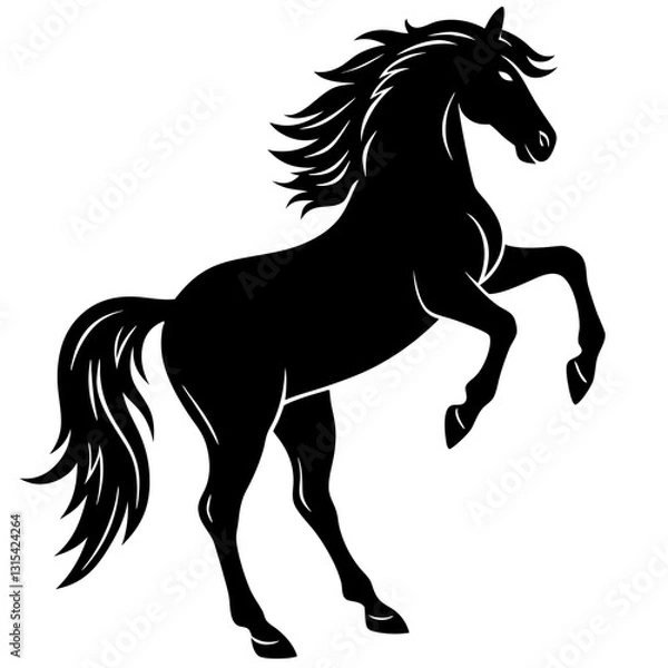 Fototapeta Horse black silhouette vector, Simple silhouette Design vector icon with white background. Wild animal vector 