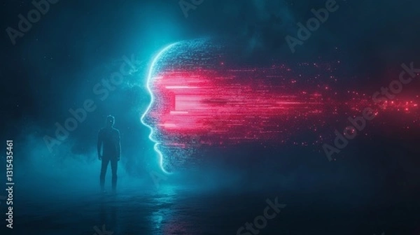 Fototapeta Exploring AI facial recognition via innovative digital art and tech advancements