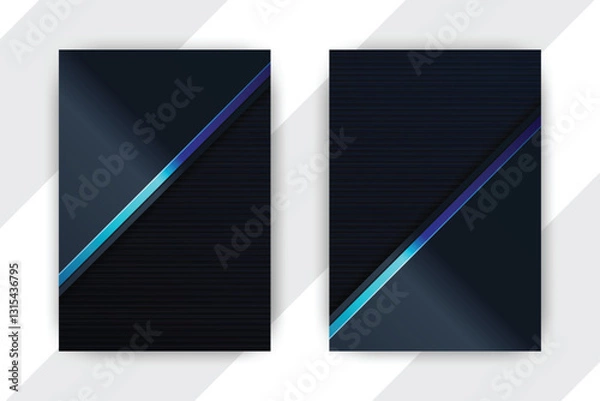 Fototapeta Dark blue design template, diagonal stripe, white background, website layout