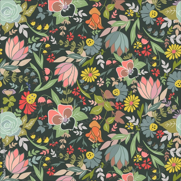 Obraz Flowers seamless pattern