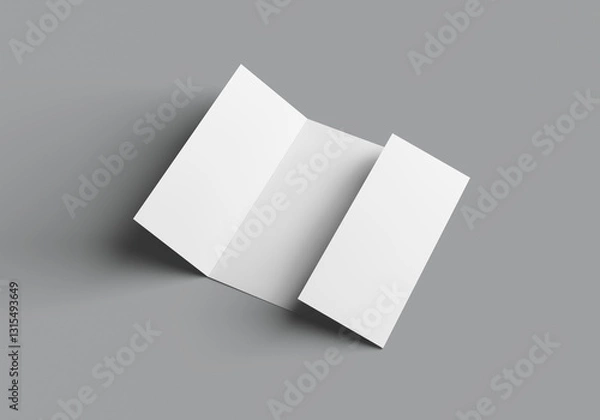 Fototapeta Blank Tri-Fold Brochure Mockup on Gray Background – Minimalist Design

