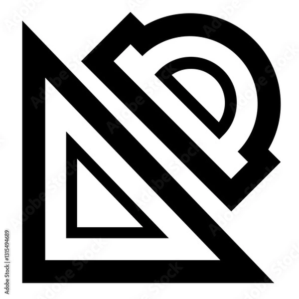 Obraz Geometric Tools Icon: Triangle and Protractor Symbol for Math, Design and Precision
