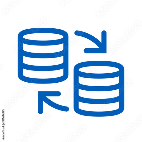Obraz Secure Data Exchange Between Two Databases, Ensuring Seamless Information Flow With A Clean, Bold Blue Icon Style