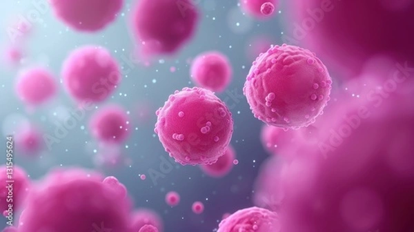 Fototapeta Dive into the microscopic world with detailed 3D illustrations of Candida fungi and other human pathogens.