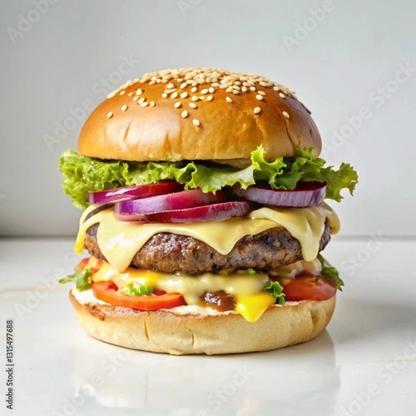 Fototapeta hamburger on a white background