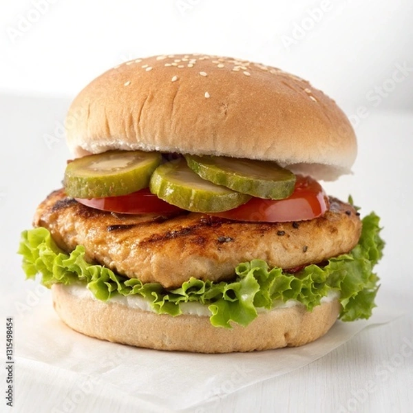 Fototapeta hamburger on a white background
