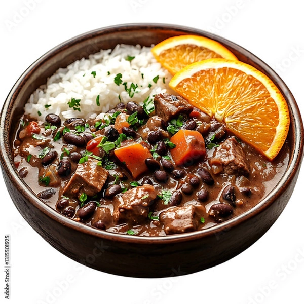Fototapeta A Bowl of Black Beans and Rice Isolated on Transparent Background