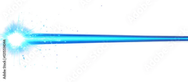 Fototapeta Stylized blue laser beam with glowing light effect isolate on transparent background, png, cutout 
