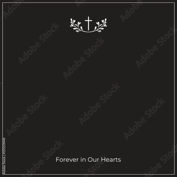 Obraz Forever in Our Hearts: Digital Funeral Announcement Illustration with Blank Area for white Text