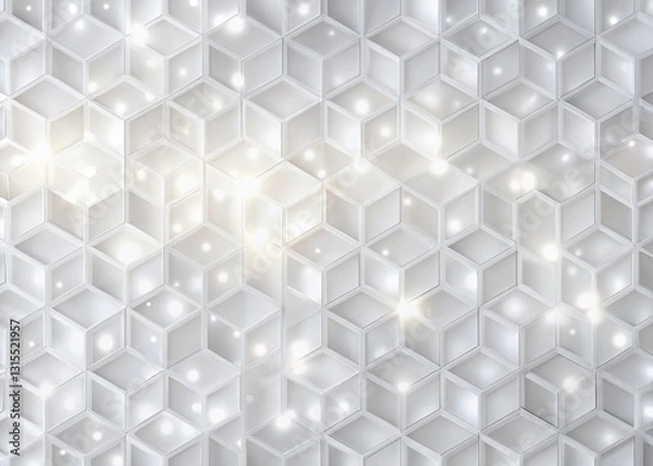 Fototapeta Minimalist 3D White Geometric Pattern, High-Resolution Seamless Background Texture