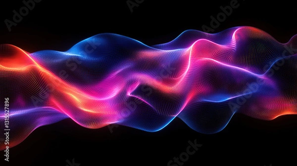 Fototapeta Dynamic light waves abstract digital art stunning visuals dark background creative conceptual design