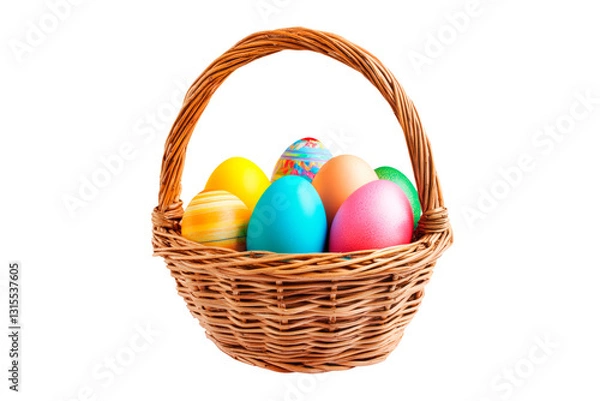 Fototapeta Easter eggs basket patterns tin traditional isolated on transparent background