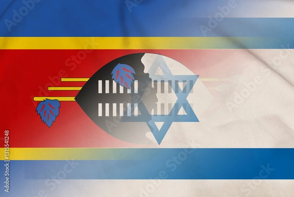 Fototapeta Eswatini and Israel political flag transborder contract ISR SWZ