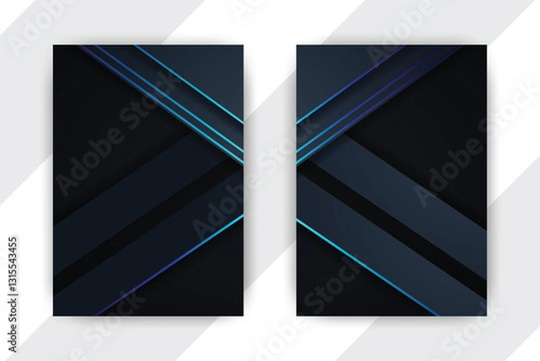 Fototapeta Dark Blue Abstract Design, Diagonal Lines, White Background, Digital Template
