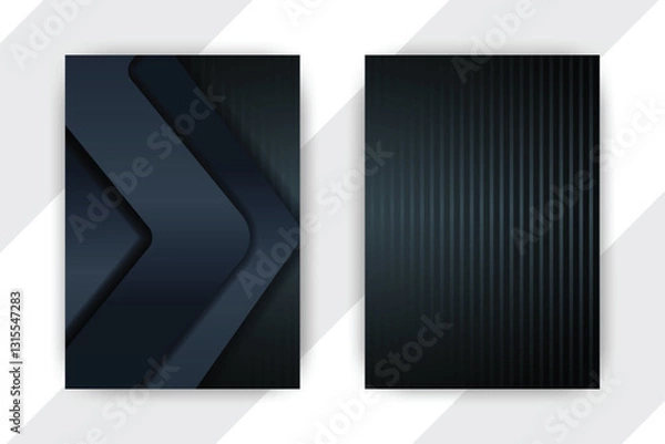 Fototapeta Dark geometric design; abstract arrow, stripes; white background; brochure template