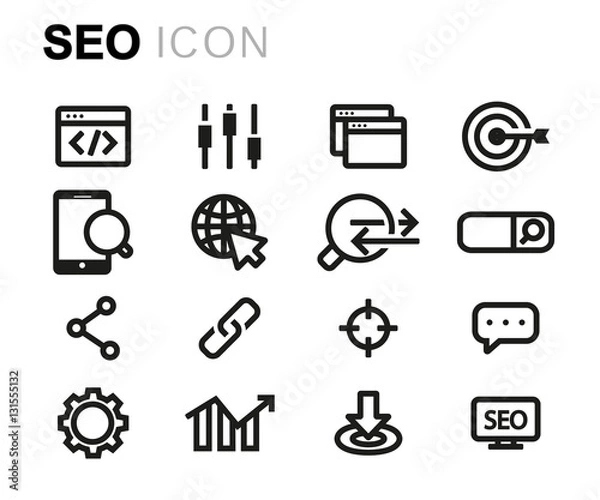 Fototapeta Vector line seo icons set
