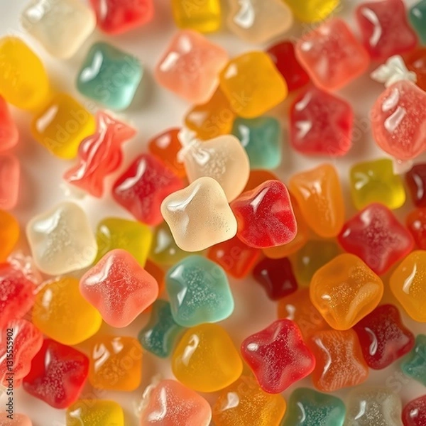 Fototapeta Assorted Jelly Sweets Levitating on a Gradient Surface