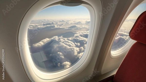 Obraz solo traveler sitting by the window in an airplane