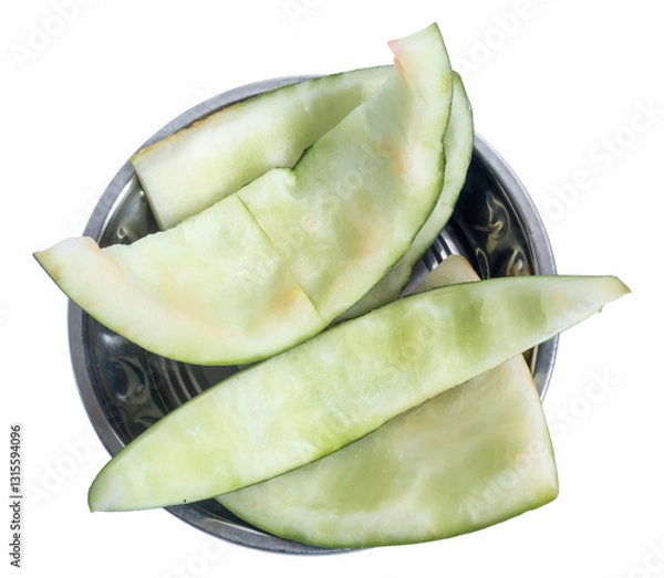 Fototapeta Close-up of empty melon skin pieces in a bowl