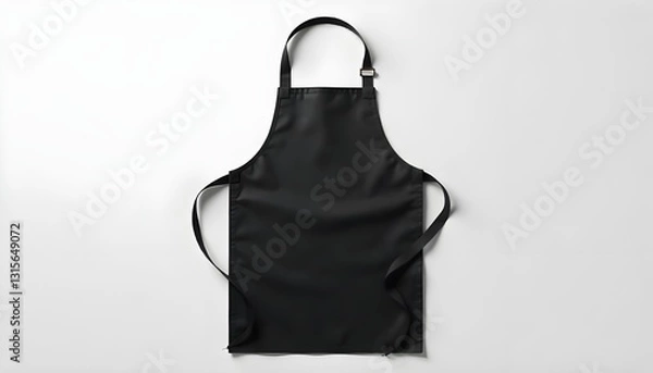 Fototapeta A blank black baker chef apron mockup displayed from the front view