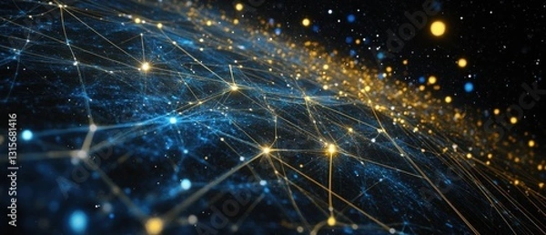 Obraz Abstract Technology Network with Glowing Nodes and Lines