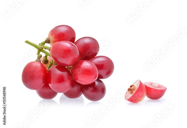 Obraz Czerwone winogrona izolowane na białym tle.