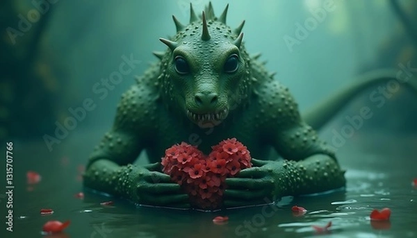 Fototapeta The Unexpected Tenderness: A Mythical Creature's Gentle Offering
