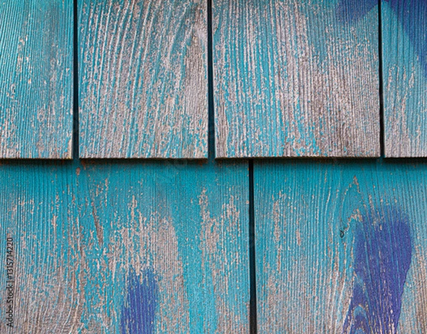 Obraz Wood shingles with paint splatter