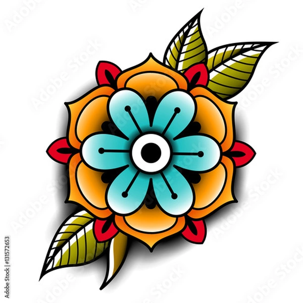 Obraz Old school tattoo flower