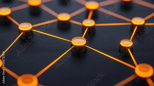 Obraz Abstract network background with glowing nodes and connections. Represents technology, data, and communication.
