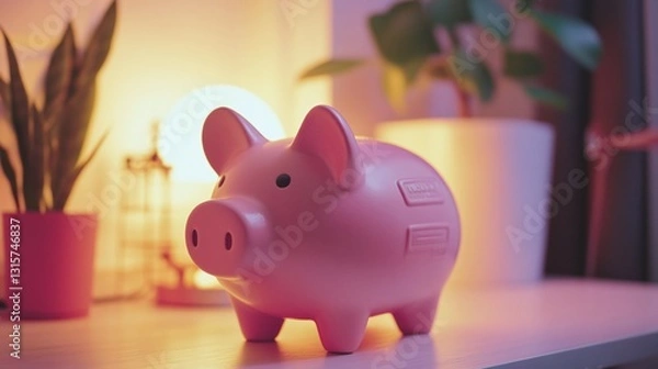 Obraz piggy bank on a table