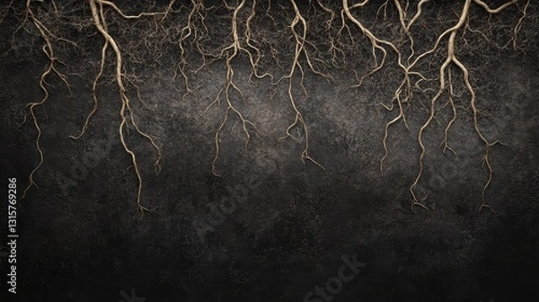 Fototapeta Twisting Roots in Earthy Tones with Glowing Texture