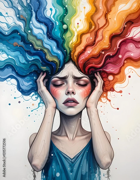 Obraz Frustration Released Through Watercolor Swirls