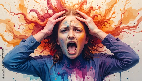 Obraz Frustration Released Through Watercolor Swirls