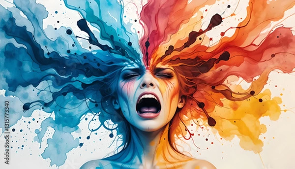 Obraz Frustration Released Through Watercolor Swirls