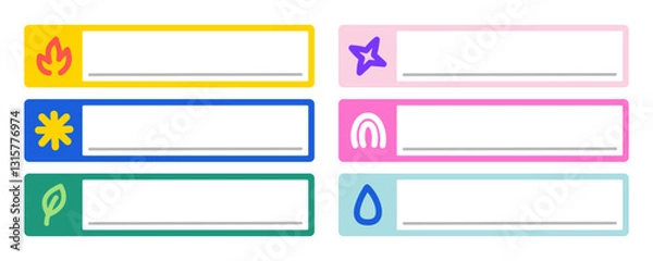 Fototapeta Collection of Colorful Note Papers or Post Stickers with Curled Corners, Ready for Messages