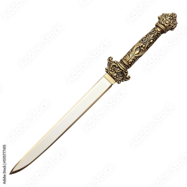 Obraz Ornate Vintage Dagger with Intricate Handle Design Isolated on transparent background