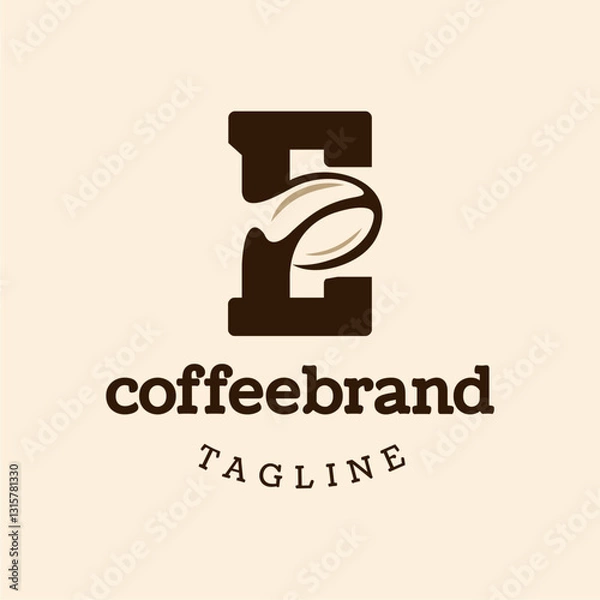 Obraz Letter E Coffee Bean Logo Design